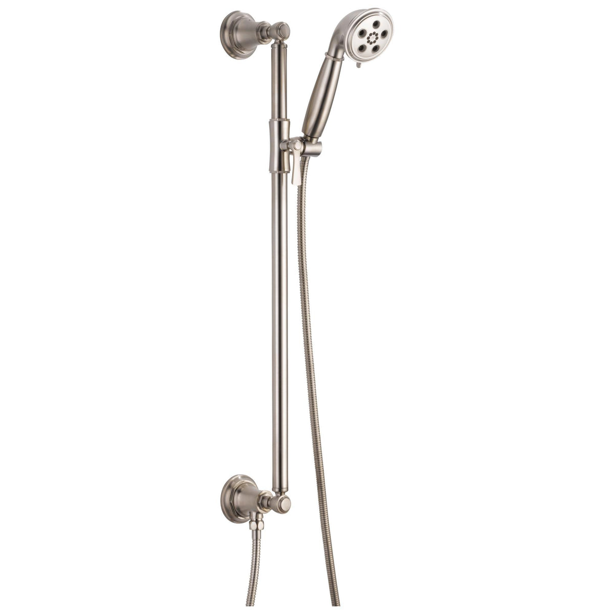 Brizo® 88761-NK Rook™ Hand Shower, 3 in Dia 3-Function Shower Head, 2 gpm Flow Rate, 60 to 82 in L Hose, 1/2-14 NPSM Connection, Luxe Nickel, Import