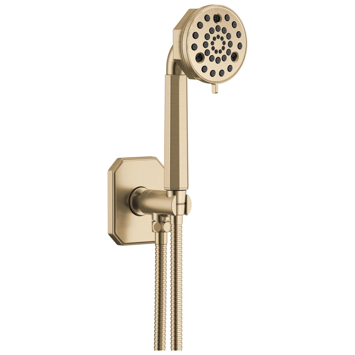 Brizo® 88865-GL Beauclere™ Hand Shower, 3-11/16 in Dia 4-Function Shower Head, 1.75 gpm Flow Rate, 60 to 82 in L Hose, 1/2 in - 14 NPT Connection, Luxe Gold, Import