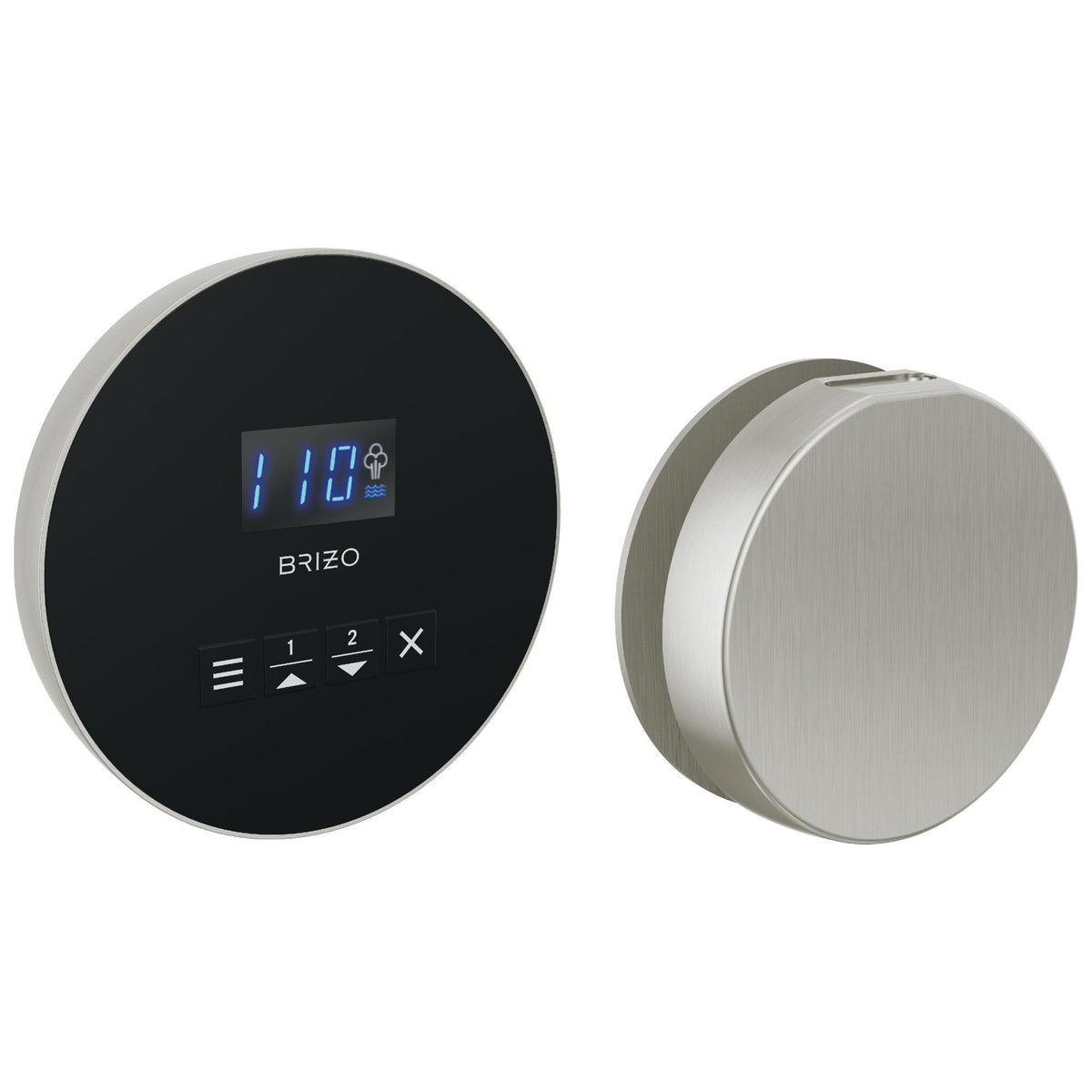 Round Steam Shower Control - Lumicoat Brushed Nickel