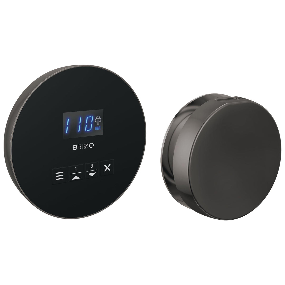 Round Steam Shower Control - Surface - Lumicoat Black Onyx