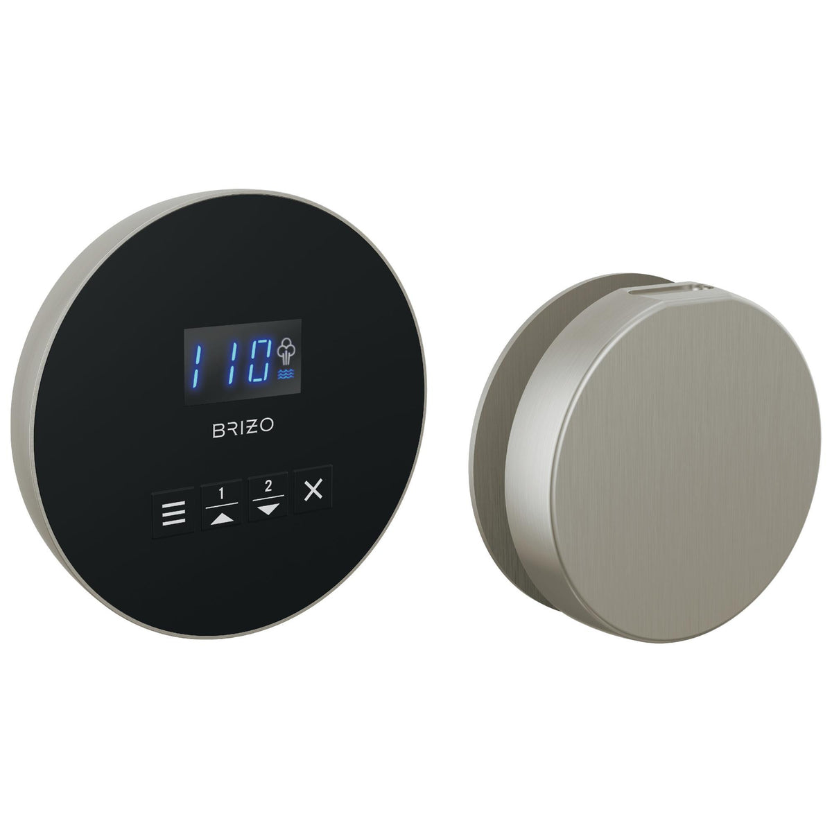 Round Steam Shower Control - Surface - Lumicoat Luxe Nickel