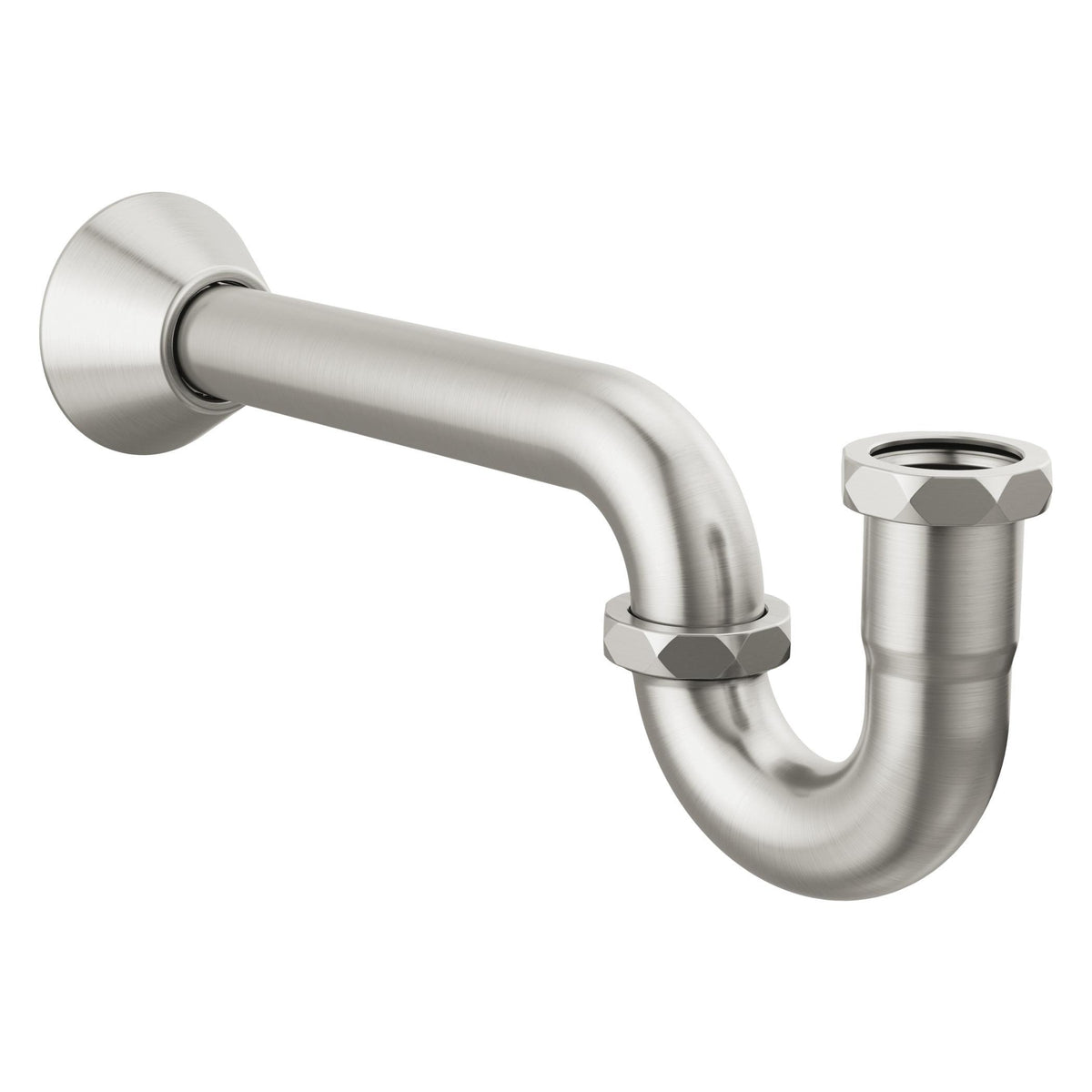 P-Trap with Flange - Brass - Luxe Nickel