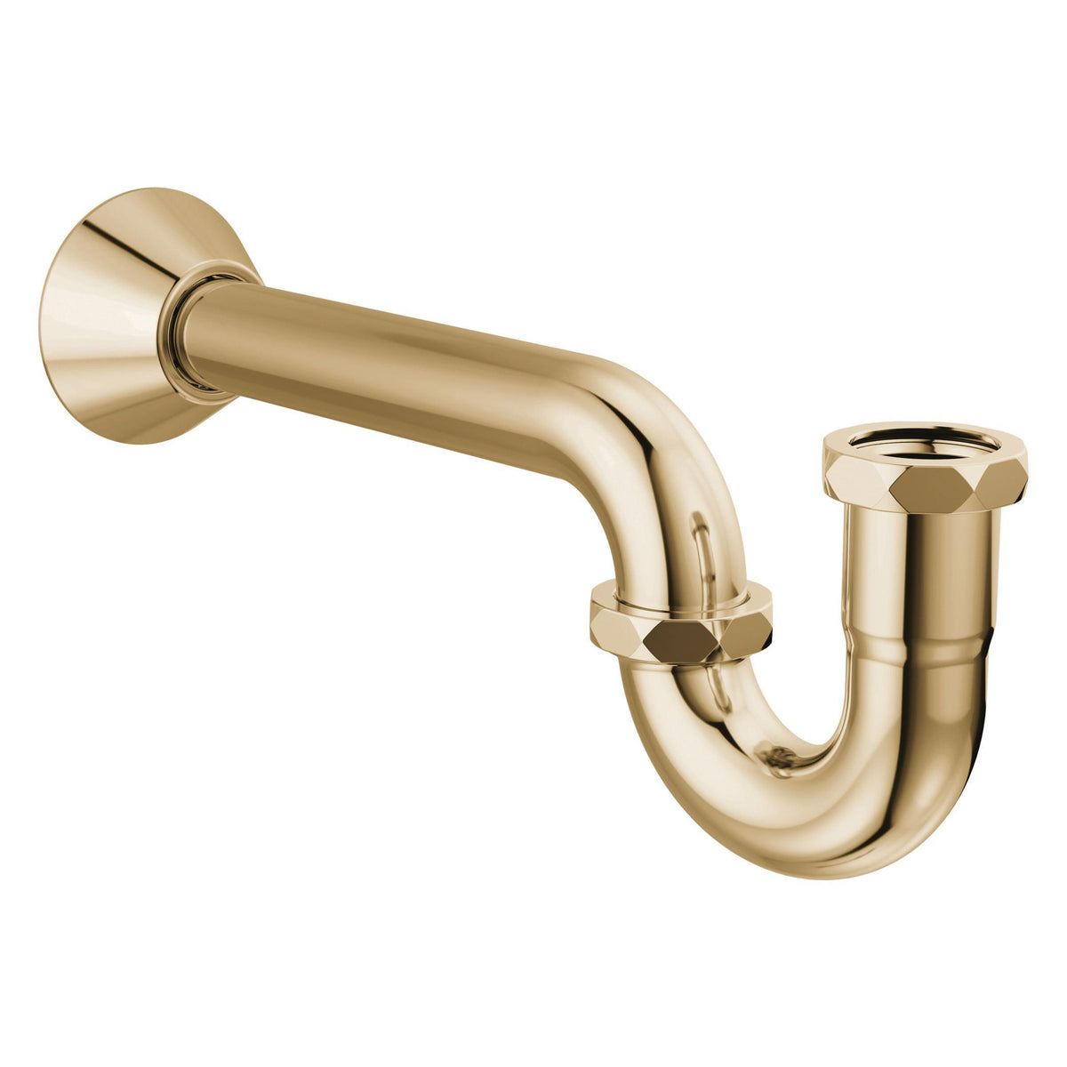 P-Trap with Flange - Brass - Polished Gold