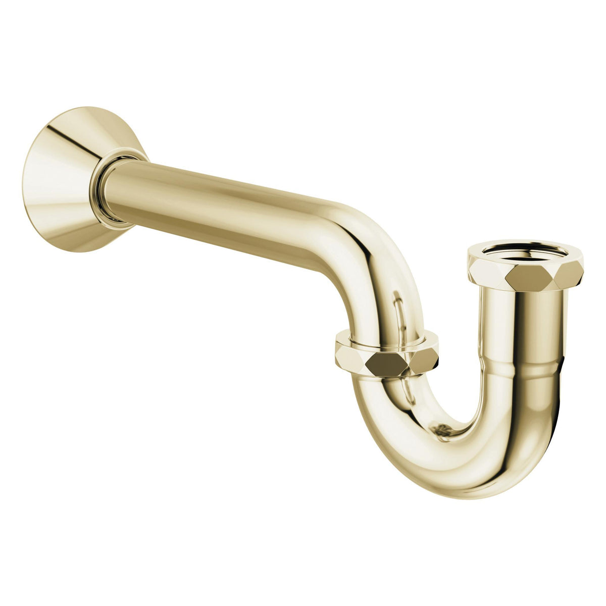 Brizo® BT031141-PN P-Trap With Flange, 1-5/16 in Inlet x 1-1/4 in Outlet, Brass, Import