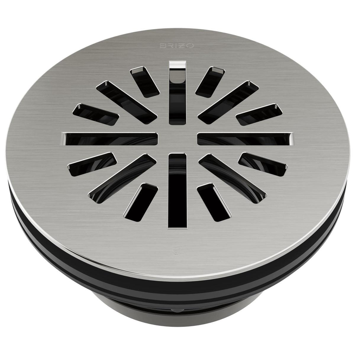 4" Round Shower Drain - Luxe Nickel - Brass Drain