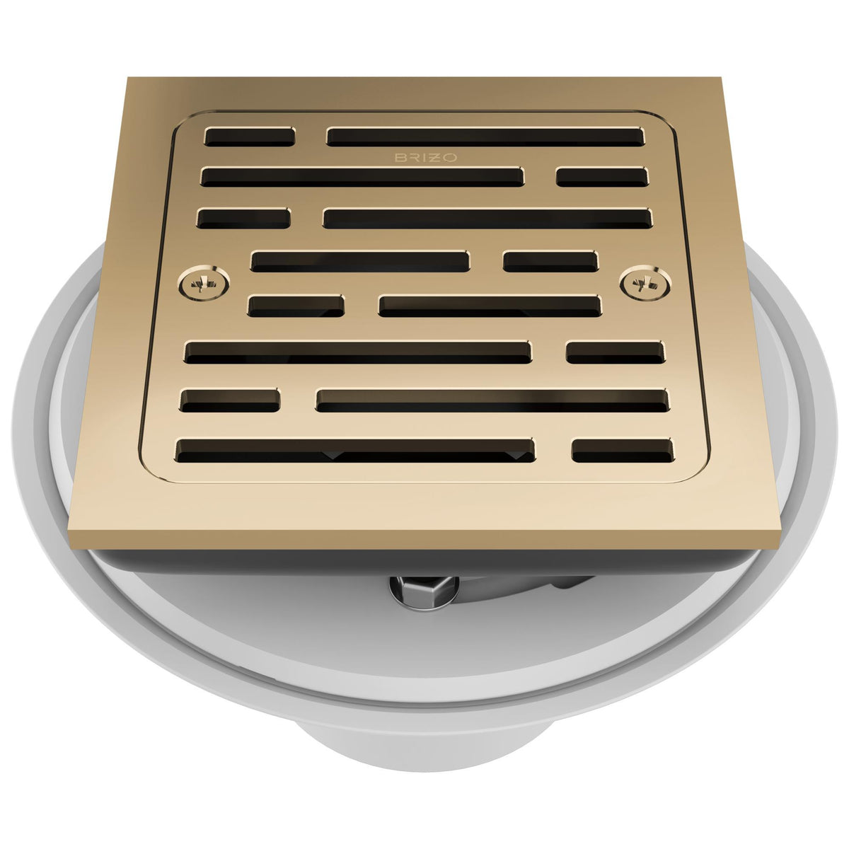 4" Square Shower Drain - Polished Gold