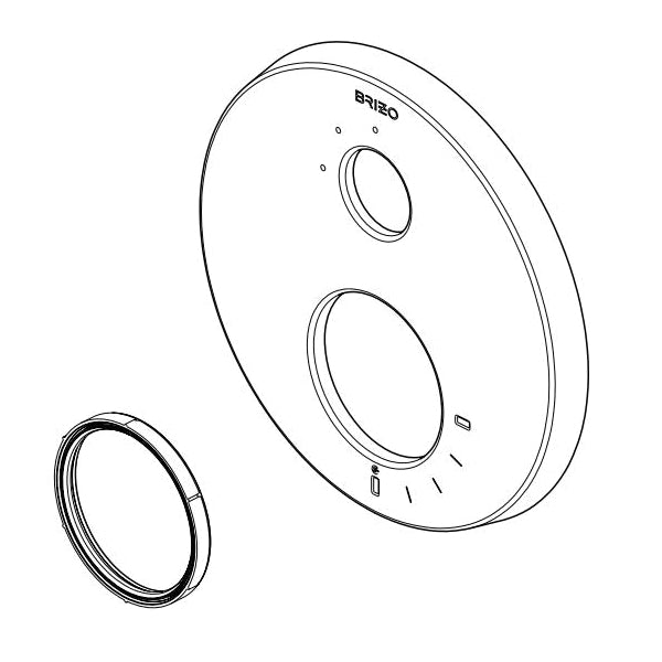 Brizo® Litze® Escutcheon Assembly, For Use With Litze® T75P635 Pressure Balance Thermostatic Valve with Integrated 6-Function Diverter Trim, 0.56 in L x 6.63 in W x 6.63 in H