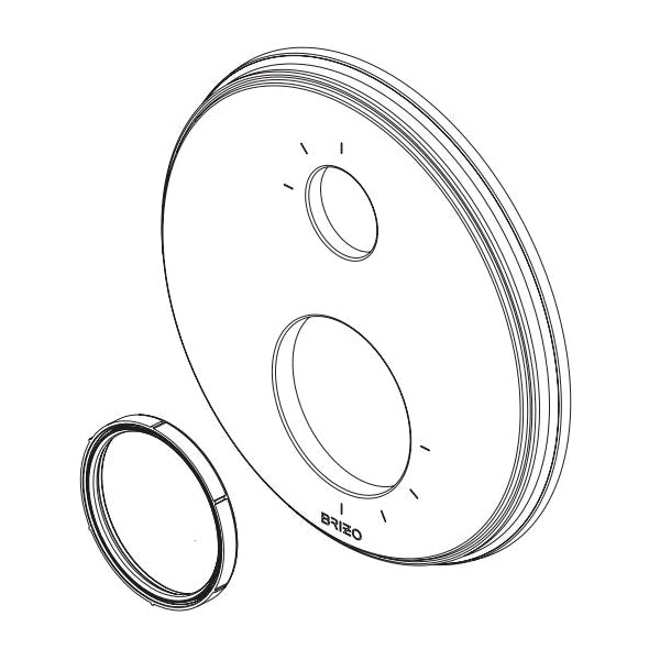 Brizo® Invari™ Escutcheon Assembly, For Use With Invari™ T75576 Pressure Balance Thermostatic Valve with Integrated 3-Function Diverter Trim, 0.63 in L x 6-3/4 in W x 6-3/4 in H, Domestic