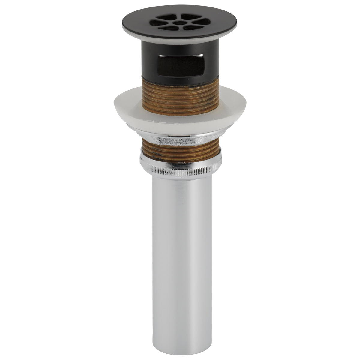 2-3/8" Grid Strainer with Overflow - Black - Brass
