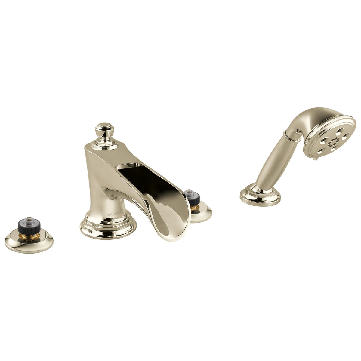 Brizo® T67461-PNLHP Roman Tub Faucet, Rook®, Commercial, 10 to 16 in Center, Polished Nickel, 2 Handles, Function: Traditional