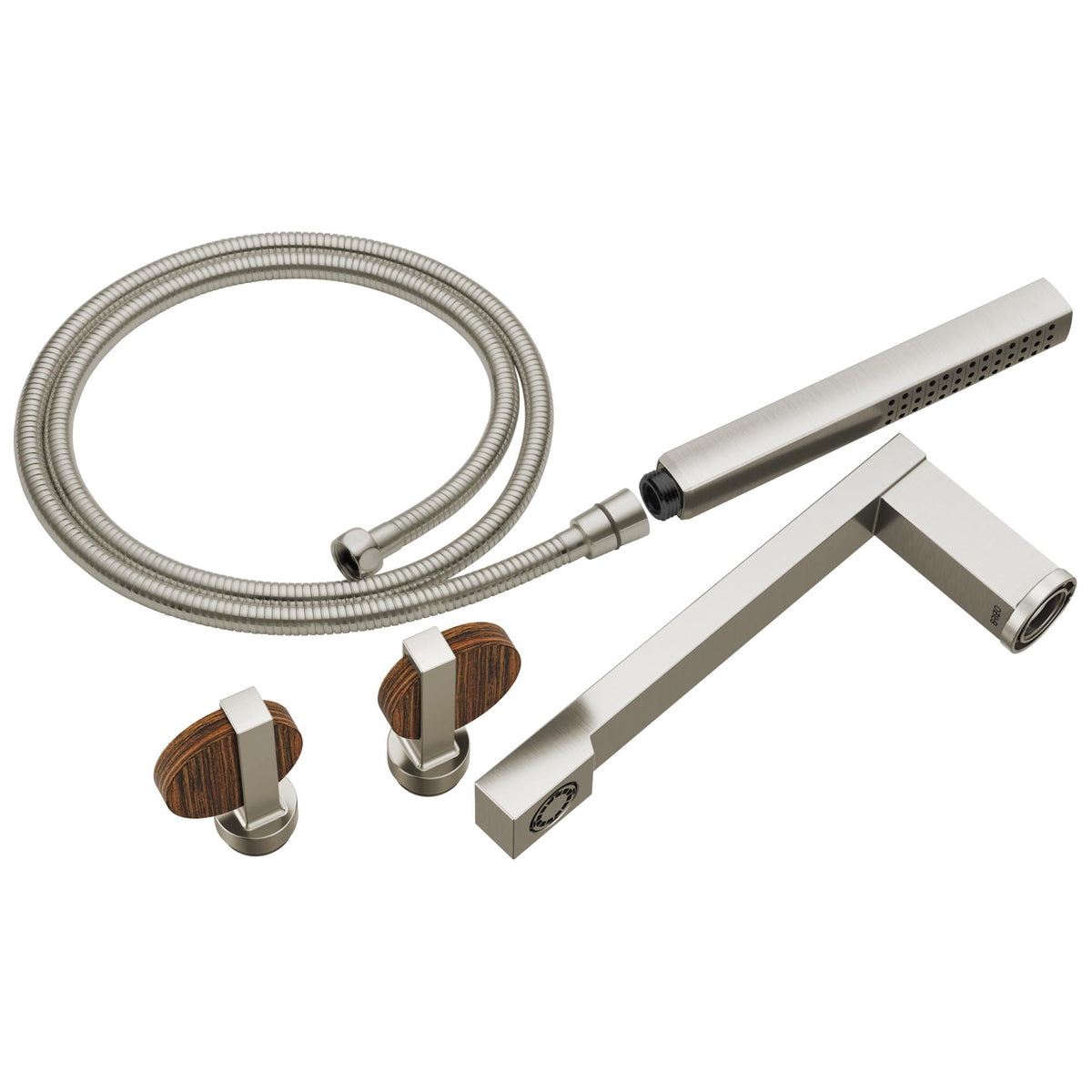 Brizo® T703100-NKTK Frank Lloyd Wright Two Handle Trim Kit, 10.56 in L 12.25 in W 8.69 in H, Brass, Luxe Nickel / Teak Wood