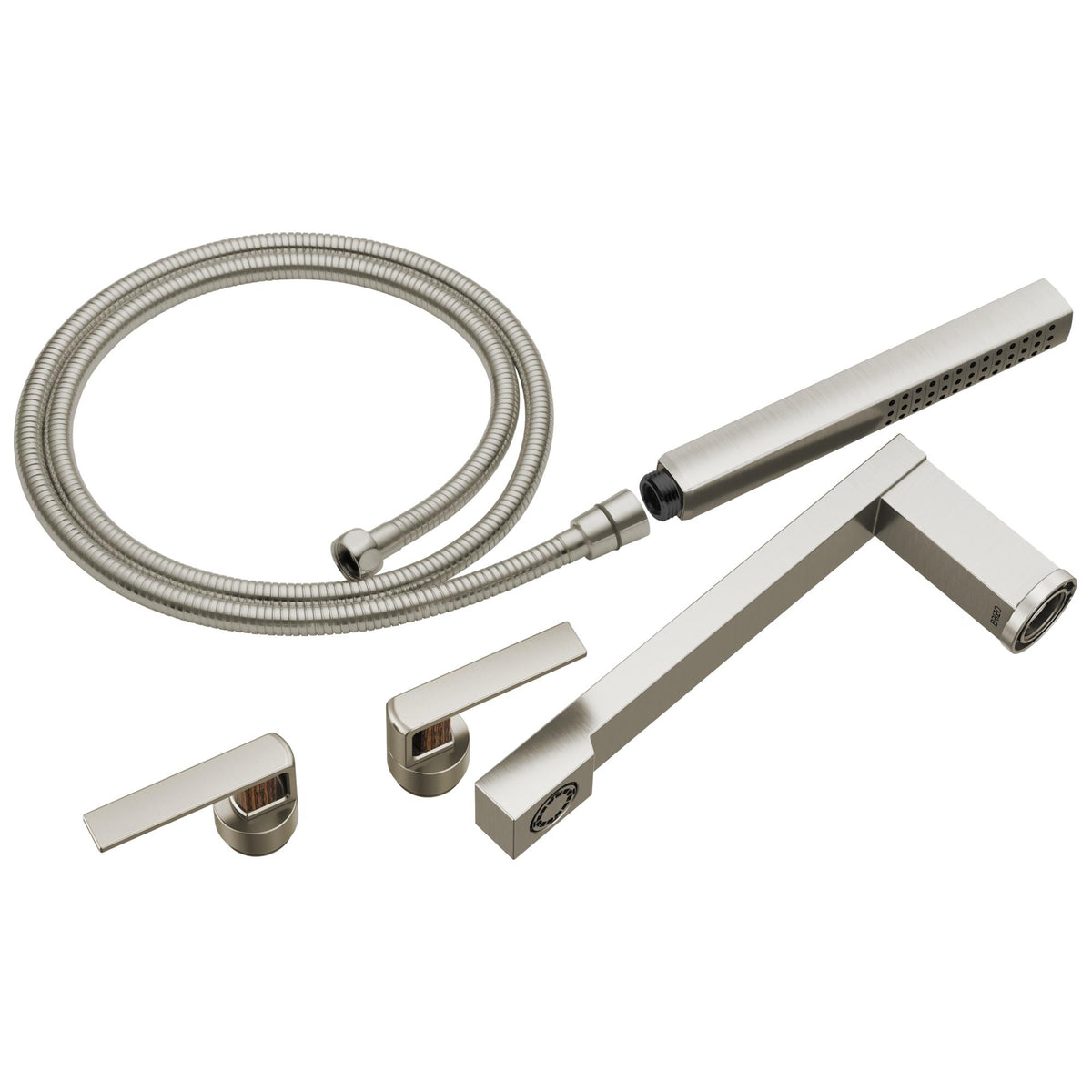 Brizo® T70399-NKTK Frank Lloyd Wright Two Handle Trim Kit, 10.56 in L 14.69 in W 8.69 in H, Brass, Luxe Nickel / Teak Wood