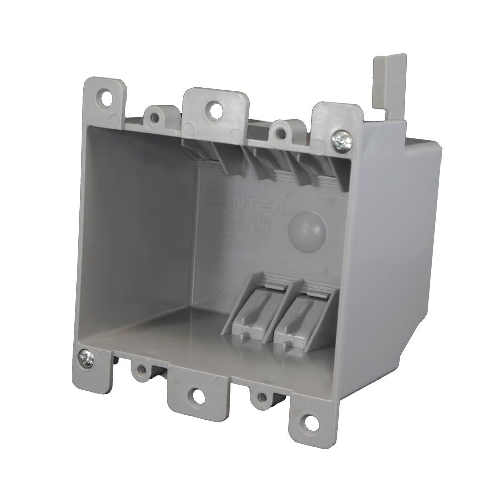 CANTEX® EZ-Box® EZ25DO Outlet Box, PVC, 25 cu-in Capacity, 2 Gangs, 6 Knockouts
