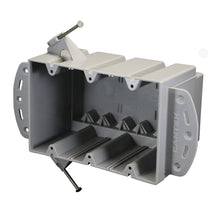 CANTEX® EZ74TN EZ-Box® Electrical Switch and Outlet Box With Steel Stud Bracket, Wire Clamp, PVC, 74 cu-in Capacity, 3 Gangs, 6 in W x 3 in D x 4 in H