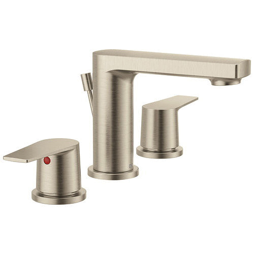 CFG 40606BN Slate™ Widespread Bathroom Faucet With 50/50 Pop-Up Waste, Commercial/Residential, 1.2 gpm Flow Rate, 4 in H Spout, 8 in Center, Brushed Nickel, 2 Handles, Lift Rod Drain, Domestic