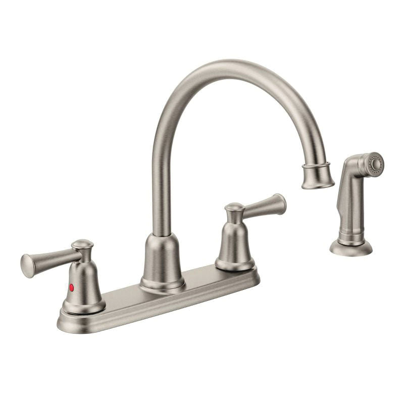 CFG 41613CSL Capstone® Kitchen Faucet, Residential, 1.5 gpm Flow Rate, 8 in Center, High-Arc Spout, Classic Stainless, 2 Handles, Domestic