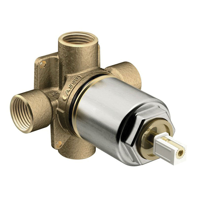 CFG 45318 4-Port Pressure Balancing Tub/Shower Valve, 1/2 in C Inlet x 1/2 in Female IPS Outlet, Brass Body, Import