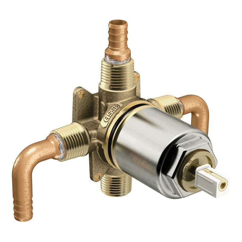 CFG 45319 4-Port Pressure Balancing Tub/Shower Valve, 1/2 in PEX Inlet x 1/2 in IPS/C Outlet, Brass Body, Import