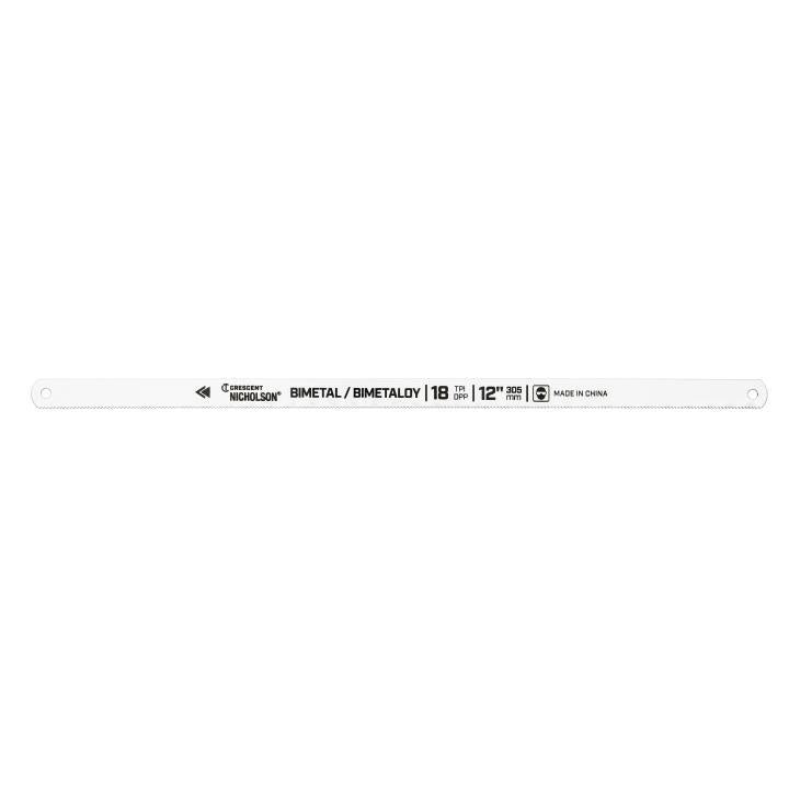 Crescent® 62723N-02 Hacksaw Blade, 0.5 in W Blade x 12 in L Blade, Steel Cutting Edge, 18 TPI, Bi-Metal Blade