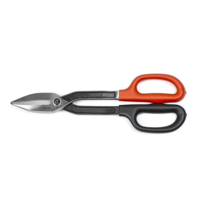 Crescent®WDF12S Tinner Snips, 20 ga Cutting, 2.75 in Length of Cut, Straight Snip, Steel Blade, Cushion Grip Handle, Ergonomic Grip