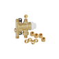 Caleffi 521201A 5212 4-Port Scald Protection Point-of-Use Mixing Valve, 3/8 in Nominal, Compression End Style, 150 psi Pressure, 0.35 to 2.3 gpm Flow, Brass Body