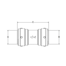 Sharkbite® SB0154 2XL Large Diameter Straight Pipe Coupling, 2 in Nominal, Push-Fit End Style, Brass, Import