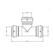 Sharkbite® SB0354 2XL Large Diameter Slip Tee, 2 in Nominal, Push-Fit End Style, Brass, Import