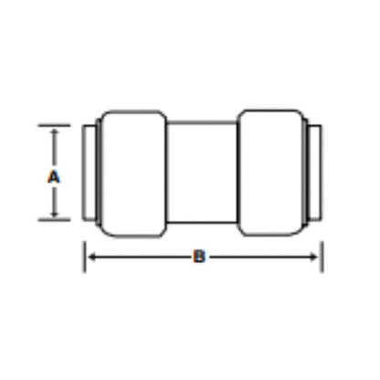 3/8" Straight Pipe Coupling - Brass - Push-Fit