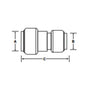 3/4 x 1/2" Pipe Reducing Coupling - Brass - Push-Fit