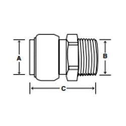 3/8 x 1/2" Brass Adapter - Push-Fit x MNPT