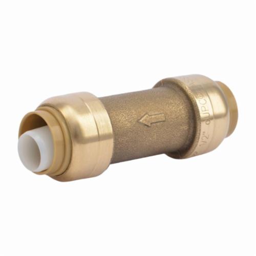Sharkbite® U2008-0000LF General Purpose Spring Check Valve, 1/2 in Nominal, Push-Fit End Style, Brass Body, EPDM/Acetal/Polysulfone Softgoods, Import