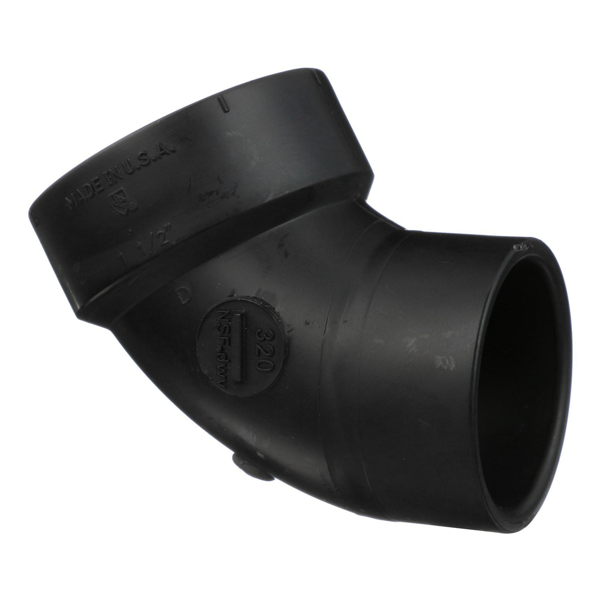 Charlotte ABS 00320 0600 Street Elbow, 1-1/2 in Nominal, Hub x Spigot End Style, SCH 40/STD, ABS, Domestic
