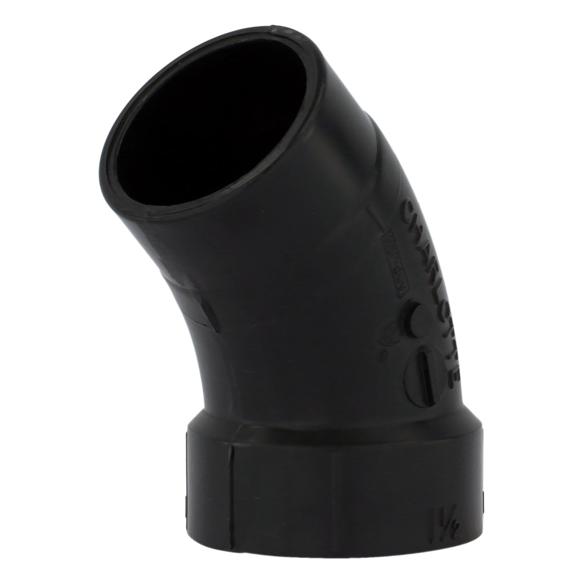 Charlotte ABS 00323 0600 Street Elbow, 1-1/2 in Nominal, Spigot x Hub End Style, SCH 40/STD, ABS, Domestic