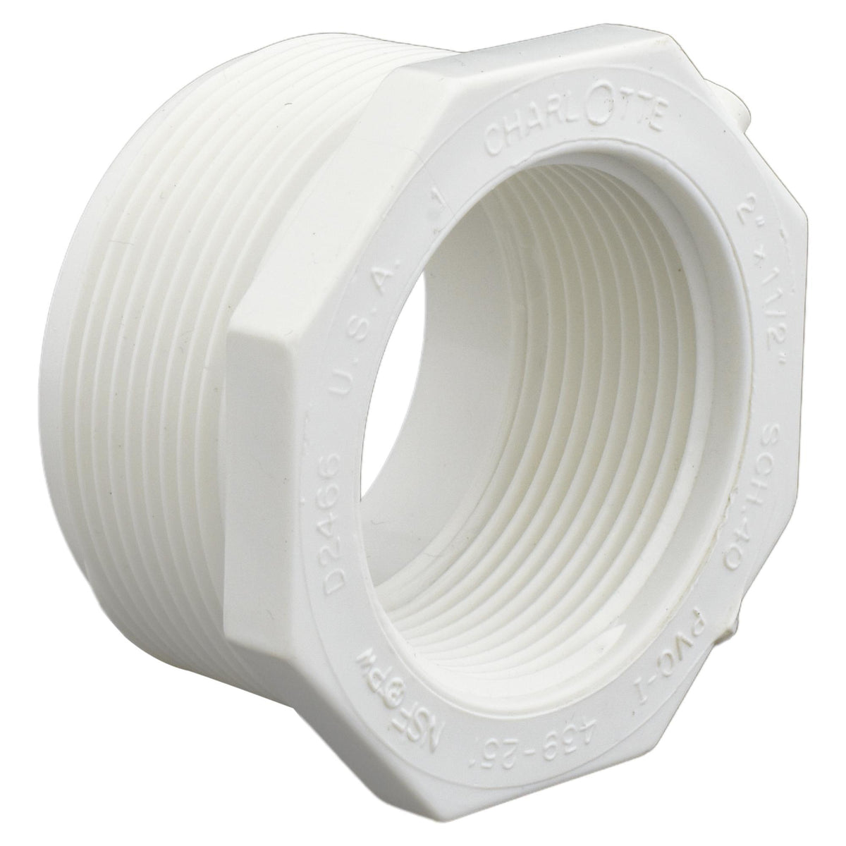 2 x 1-1/2" PVC Bushing - MNPT x FNPT