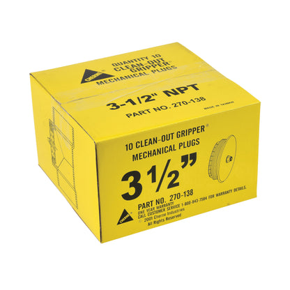 Clean-Out Gripper Mechanical Pipe Plug - Black - 3-1/2" Pipe