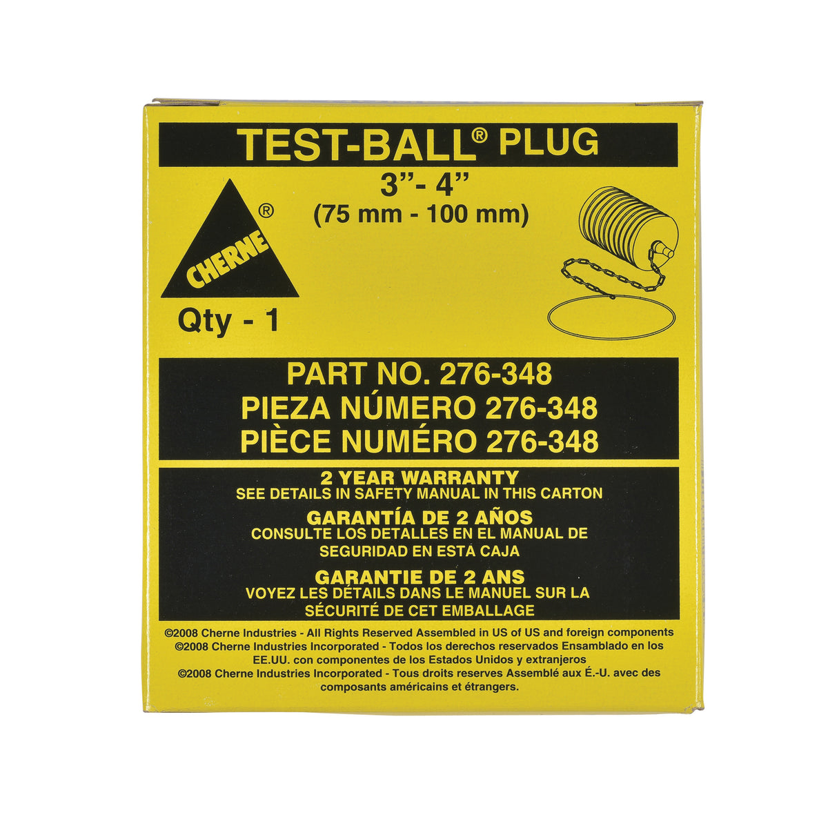 Test-Ball Multi-Size Pneumatic Plumbing Plug - 3 to 4"