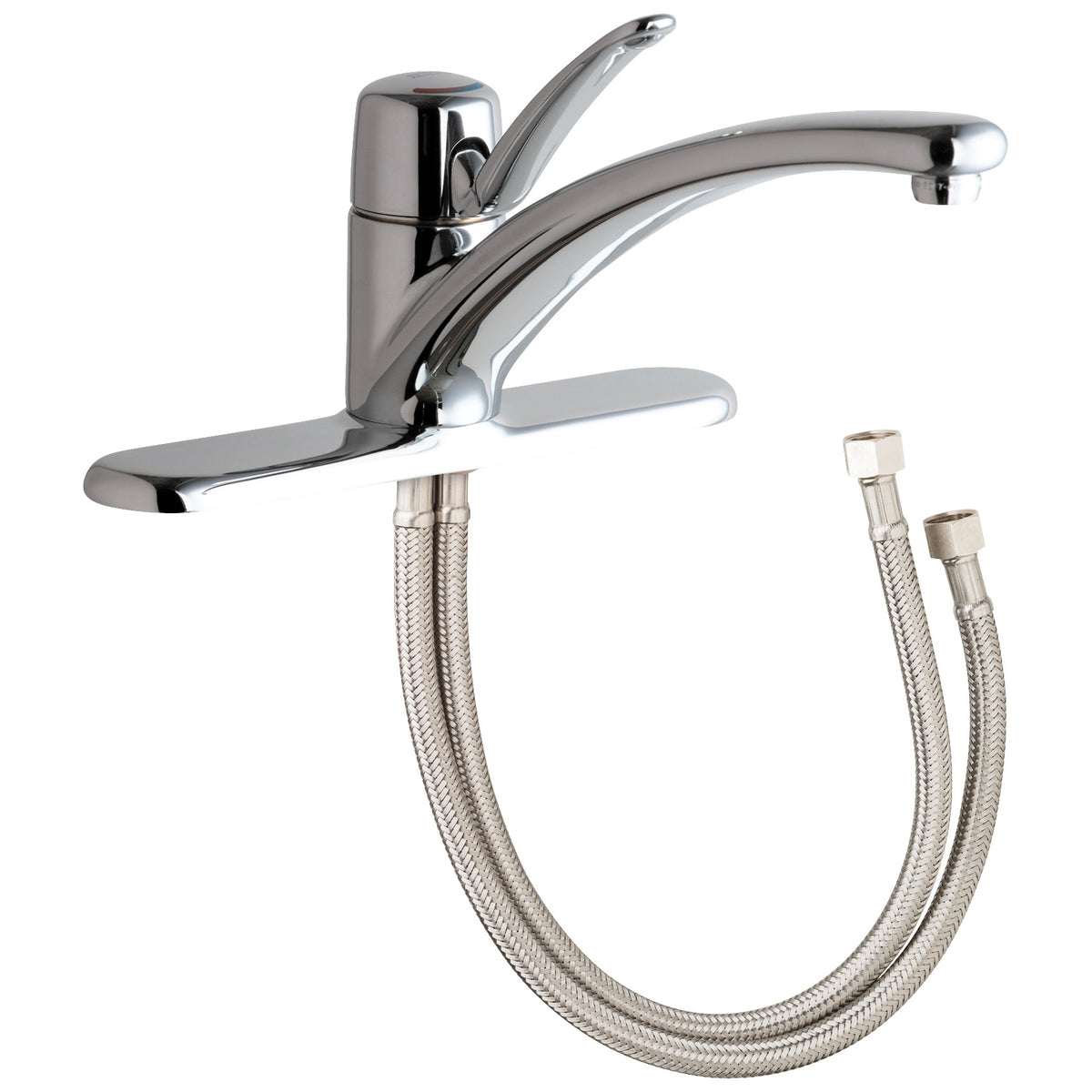 Chicago Faucet® 2300-8E34ABCP Hot and Cold Water Mixing Sink Faucet, Commercial, 1.5 gpm Flow Rate, 8 in Center, Swivel Spout, Polished Chrome, 1 Handles