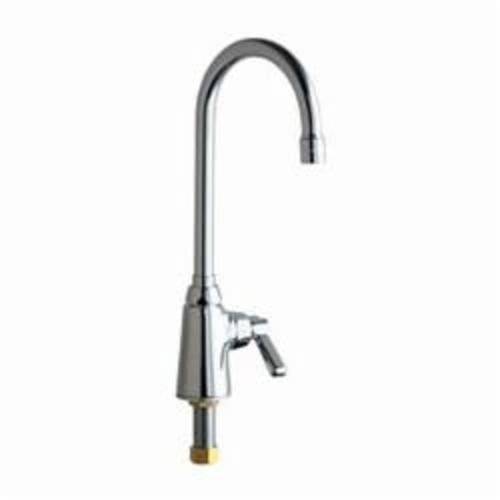 Chicago Faucet® 350-E35ABCP Single Supply Sink Faucet, Commercial, 1.5 gpm Flow Rate, Rigid/Swivel Gooseneck Spout, Polished Chrome, 1 Handle