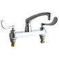 Chicago Faucet® 1100-E35-317ABCP Kitchen Sink Faucet, Commercial, 1.5 gpm Flow Rate, 8 in Center, L-Type Swivel Spout, Polished Chrome, 2 Handles