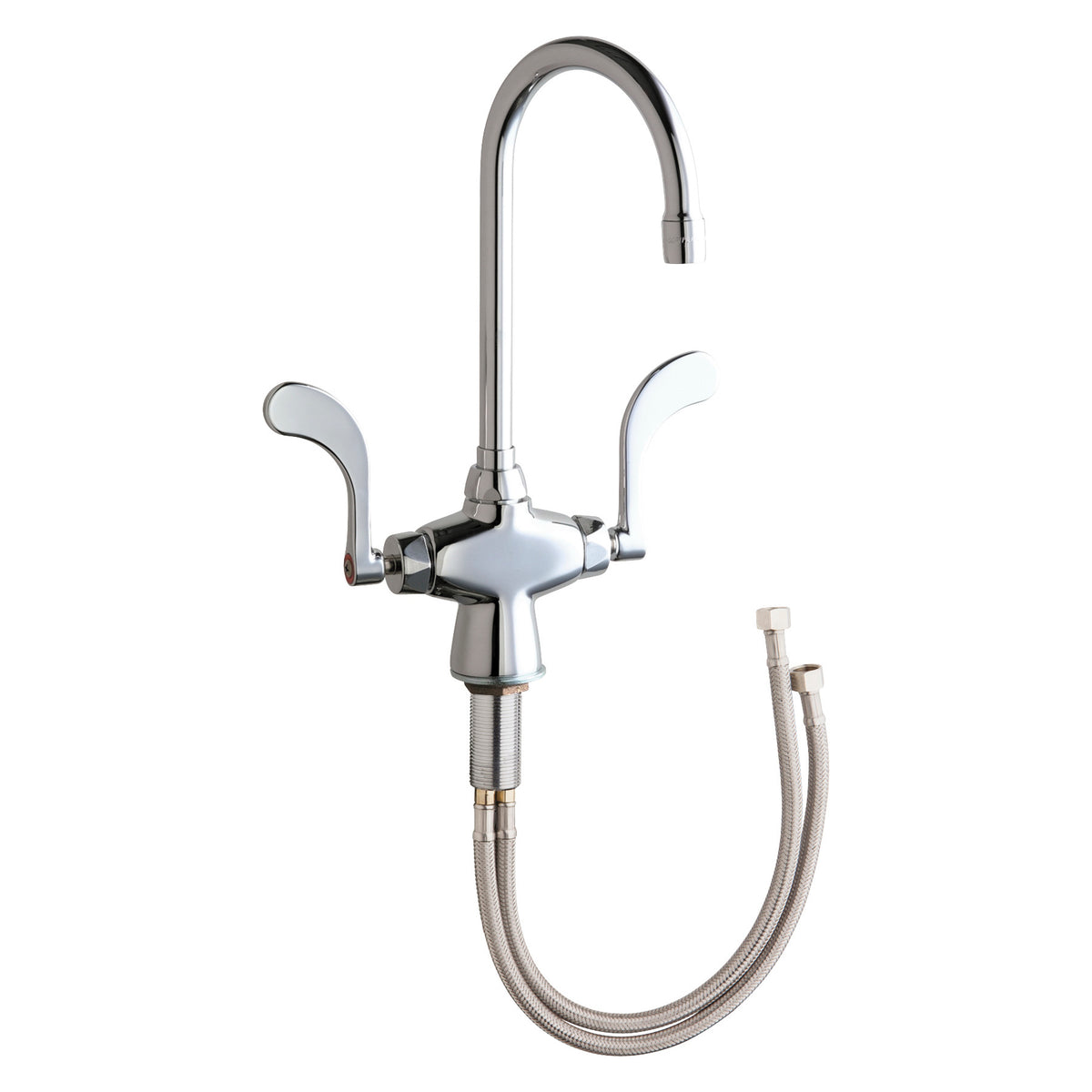Chicago Faucet® 50-E35-317XKABCP 50 Series Kitchen Sink Faucet, Commercial, 1.5 gpm Flow Rate, Gooseneck Spout, Polished Chrome, 2 Handles