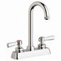 Chicago Faucet® W4D-GN1AE1-369ABCP Hot and Cold Water Workboard Sink Faucet, Deck Mount, 2 Handles, 4 in Center, Polished Chrome