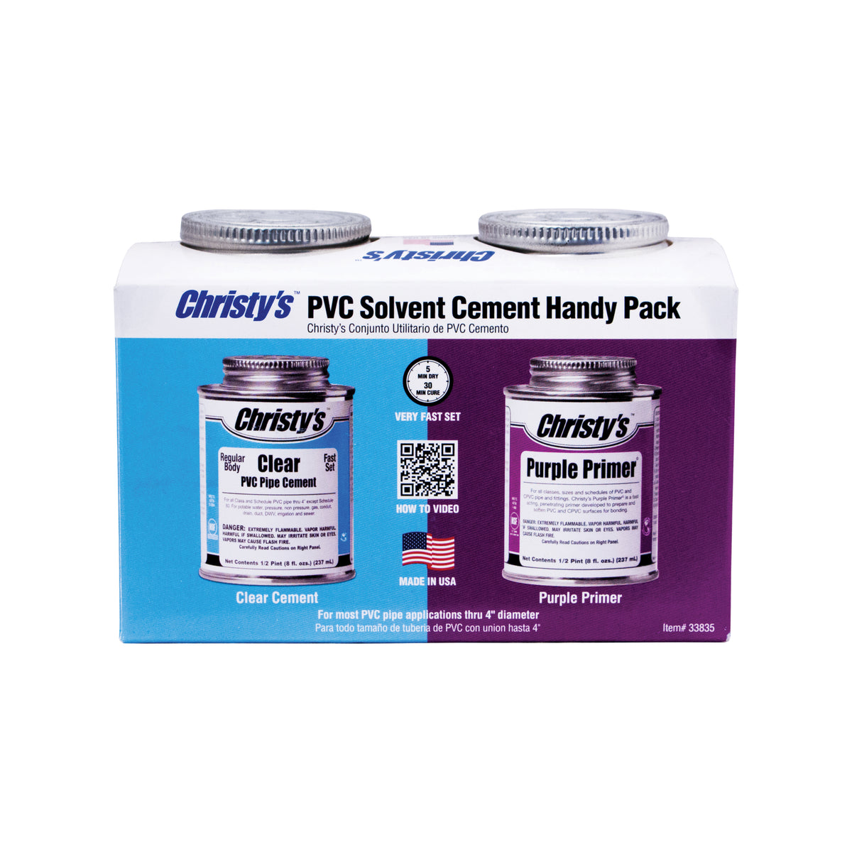 Christy's® 5199 PVC Cement and Purple Primer, 0.5 pt Container, Clear/Purple