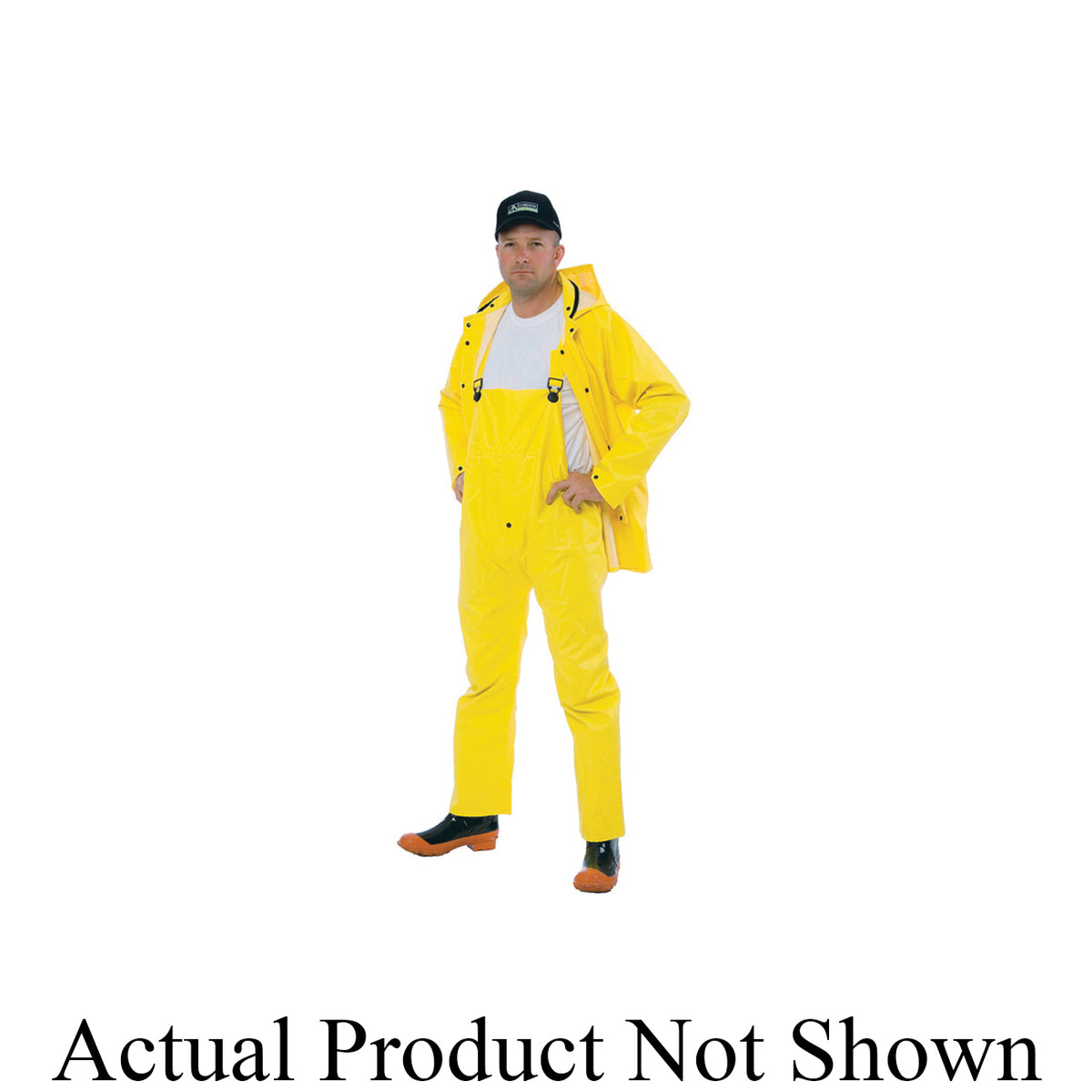Christy's® RS40XXL 3-Piece Rainsuit, 2XL, Yellow, PVC/Polyester Fabric Lining, Detachable Hood