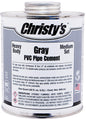 Christy's® 505067 Heavy Boided PVC Cement, 1/2 pt Container, Gray, For Use With PVC Plastic Pipe