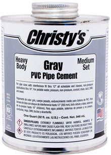 Christy's® 505070 Heavy Boided PVC Cement, Gray, For Use With PVC Plastic Pipe