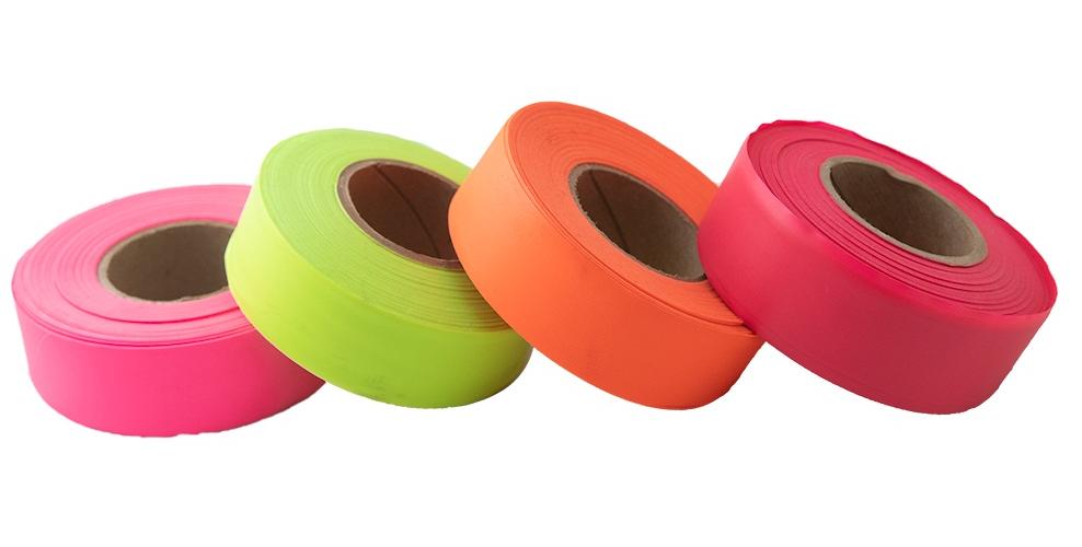 Christy's® 513390 Flagging Tape, Fluorescent Pink, 1-3/16 in W