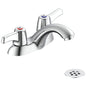Commercial 21T423 TECK® Heavy Duty Centerset Bathroom Faucet With Cast Offset Open Grid Strainer, Polished Chrome, 2 Handles, Pop-Up Drain, 1.5 gpm Flow Rate