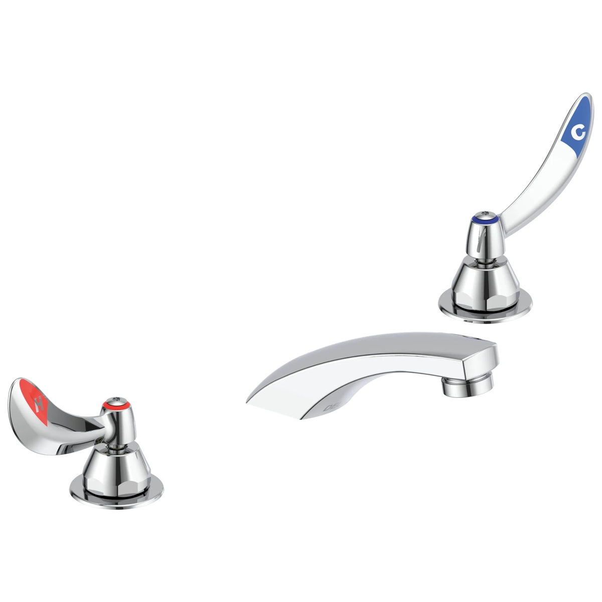 Commercial 23C334-TI TECK® Widespread Lavatory Faucet, Commercial, 1.5 gpm Flow Rate, 2 in H Spout, 6 to 12 in Center, Polished Chrome, 2 Handles, Import