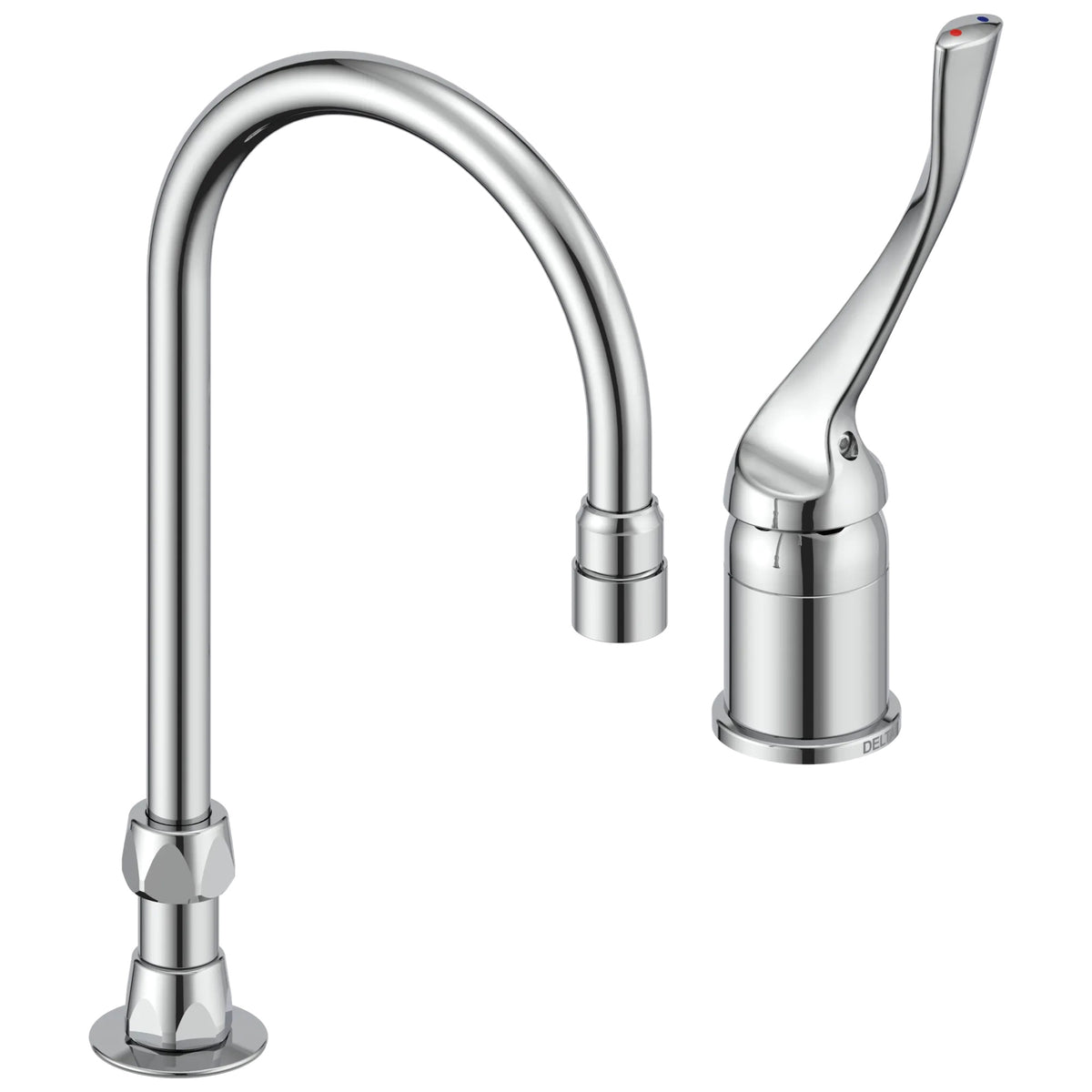 Commercial 24T2633-R4 TECK® Single Control Widespread Lavatory Faucet, Commercial, 1.5 gpm Flow Rate, 12 in H Spout, 4 to 16 in Center, Polished Chrome, 1 Handles, Import