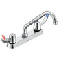 Commercial 26C3242-TI Sink Faucet, 1.5 gpm, 8 in Center, Swivel Tubular Spout, Chrome Plated, 2 Handles, Import, Commercial